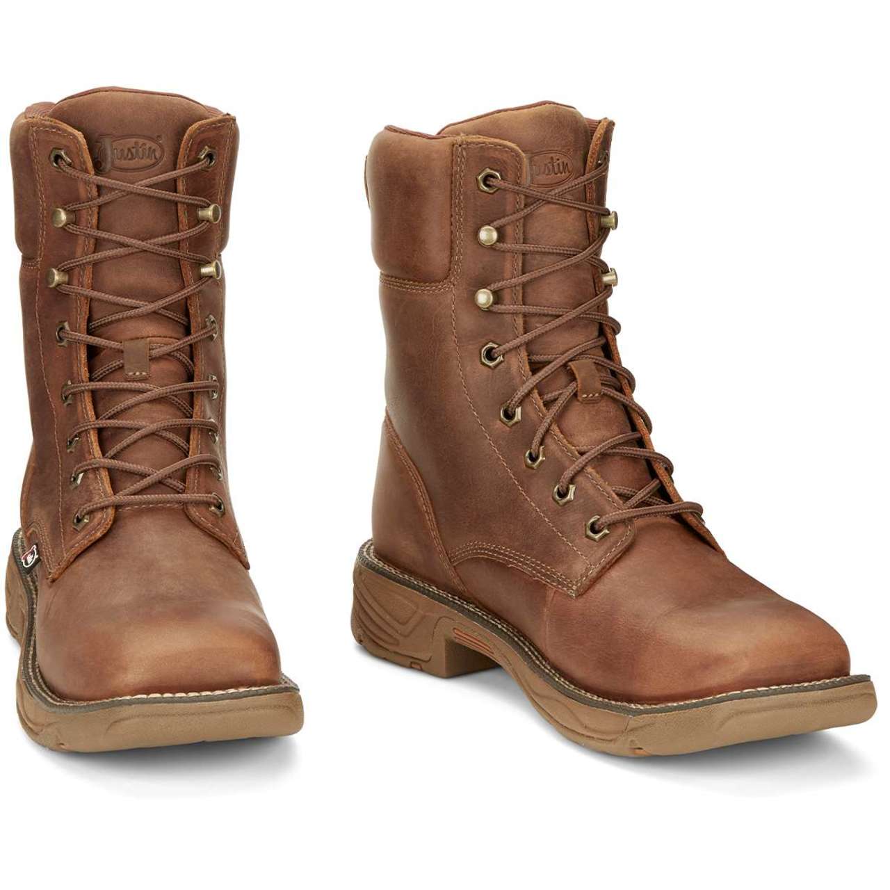 Justin Men's Rush 8" Waterproof EH Soft Toe Boots, SE467, Brown - Image 2