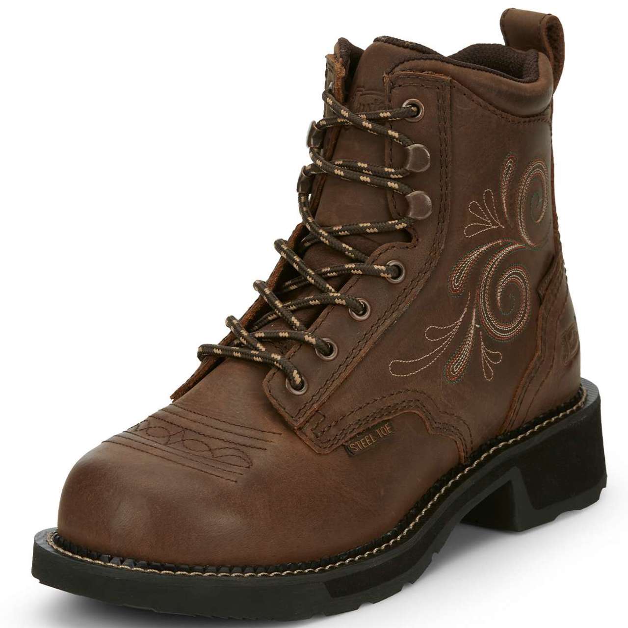 Justin Women's Katerina 6" Waterproof EH Steel Toe Boots, GY985, Brown - Image 5