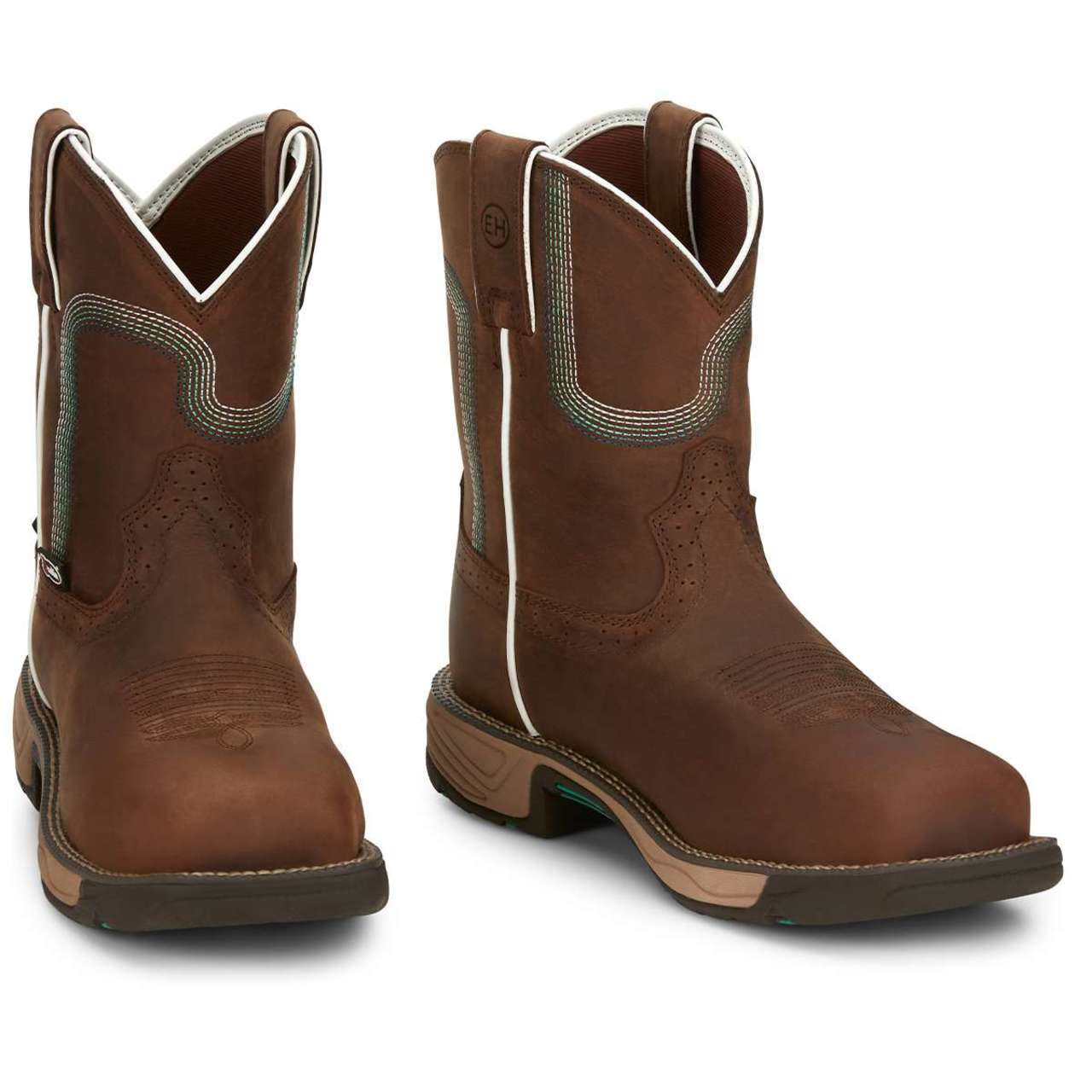 Justin Women's Stampede Rush 8" Waterproof EH Composite Toe Boots, SE4360, Brown - Image 2