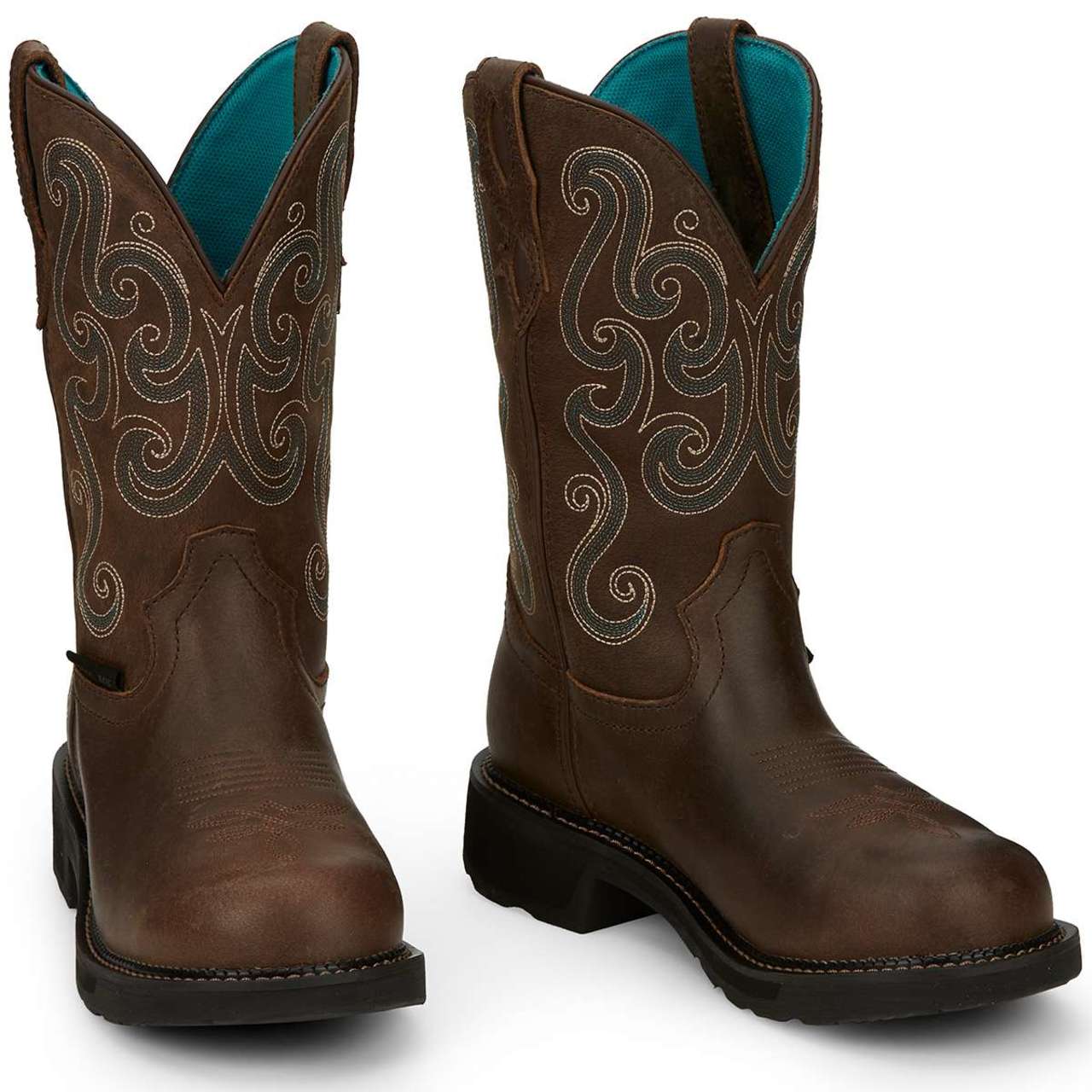 Justin Women's Tasha 11" Waterproof EH Steel Toe Boots, GY9991, Brown - Image 2