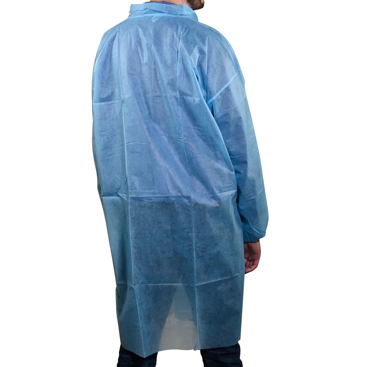 UMBO Blue Lab Coat with Velcro Closure - H243B - Box of 30 - Image 2