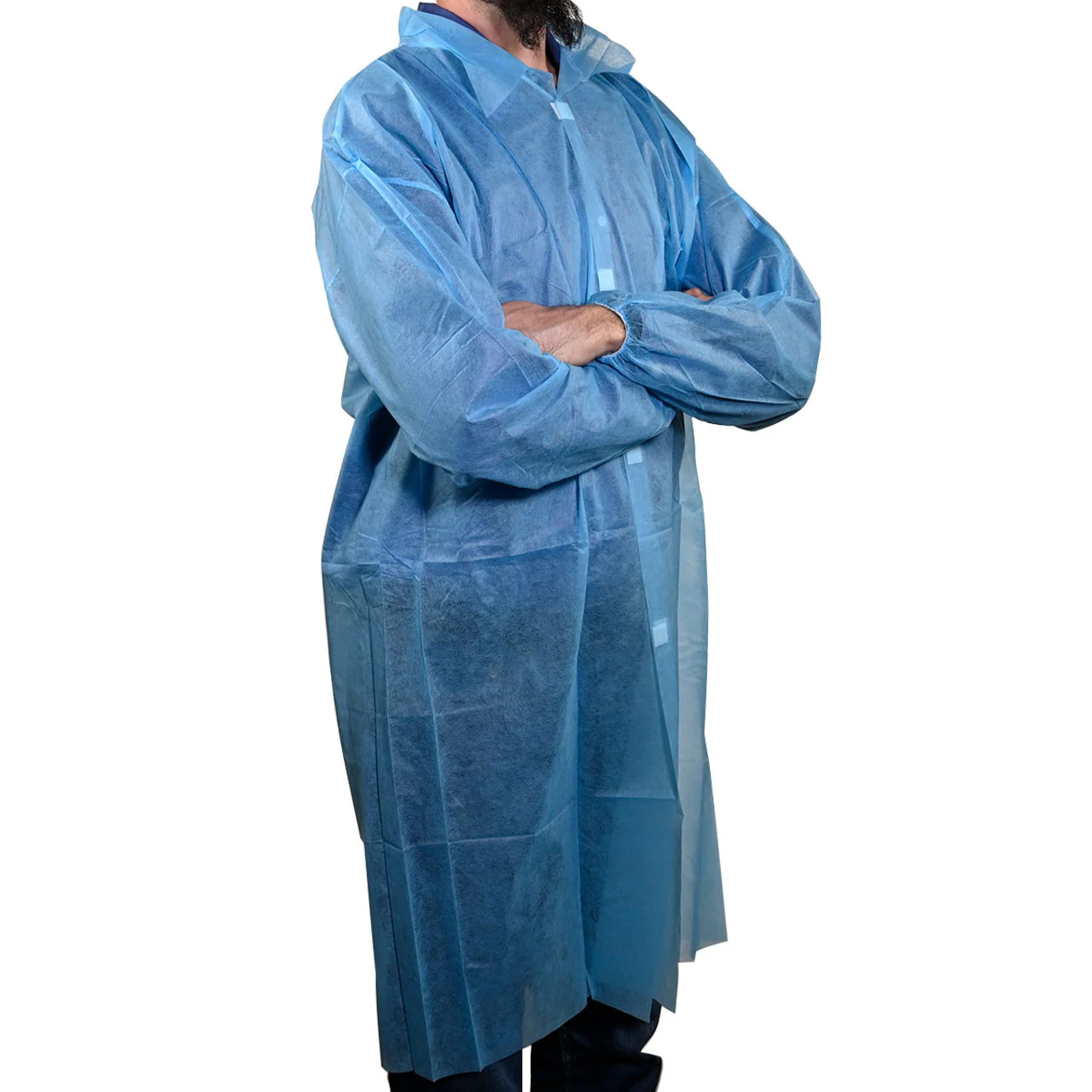 UMBO Blue Lab Coat with Velcro Closure - H243B - Box of 30 - Image 4