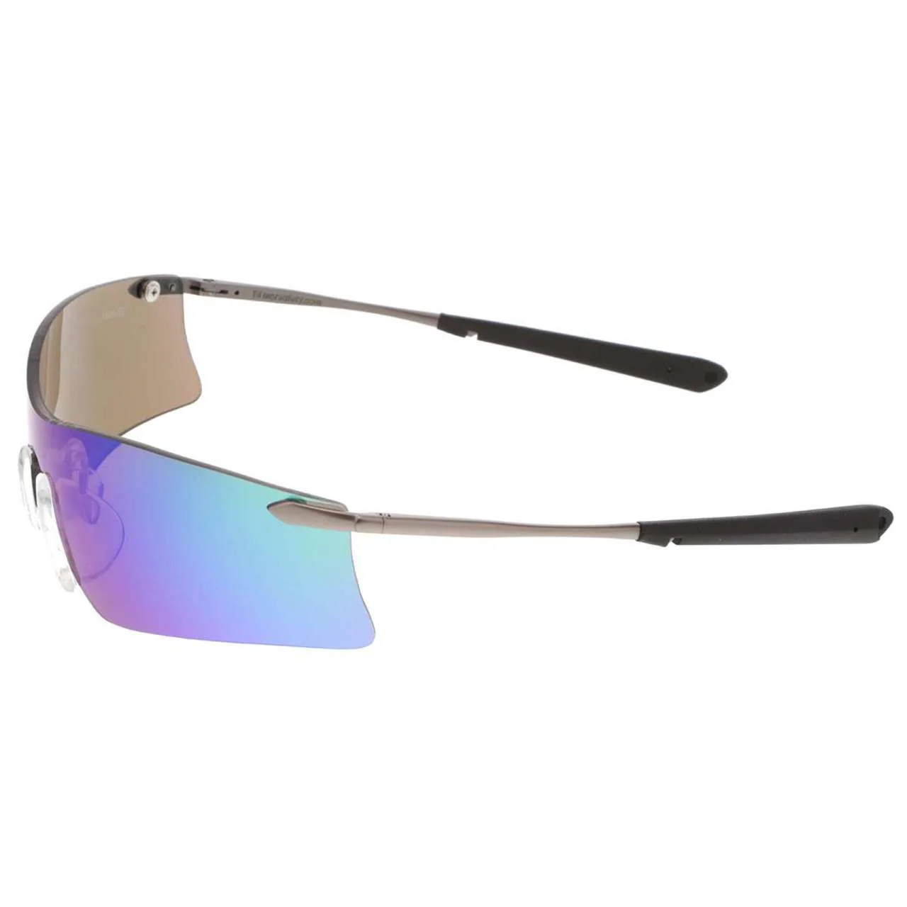 MCR Rubicon T4 Series Safety Glasses - Silver Frame - Emerald Mirror Lens - Image 3