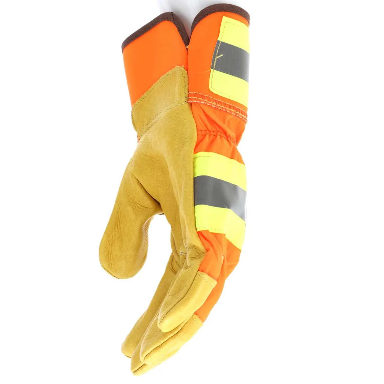 Hi-Vis Reflective Insulated Fleece Lined Leather Palm Work Gloves, 19251 - Image 3