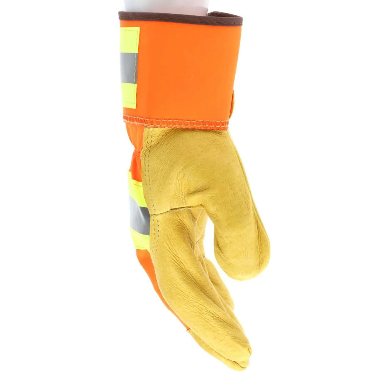 Hi-Vis Reflective Insulated Fleece Lined Leather Palm Work Gloves, 19251 - Image 4