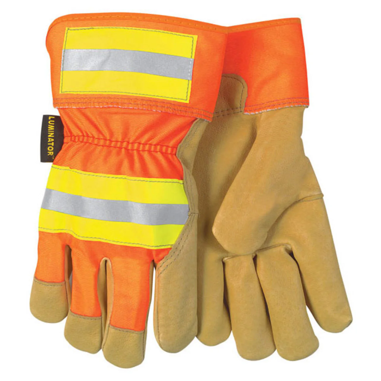 Hi-Vis Reflective Insulated Fleece Lined Leather Palm Work Gloves, 19251 - Image 7
