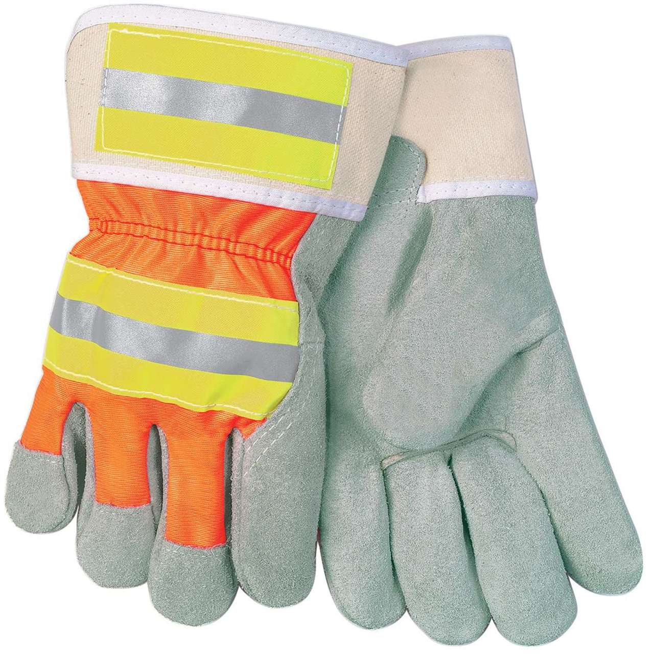 Hi-Vis Reflective Leather Palm Gloves, 12440R - Image 2