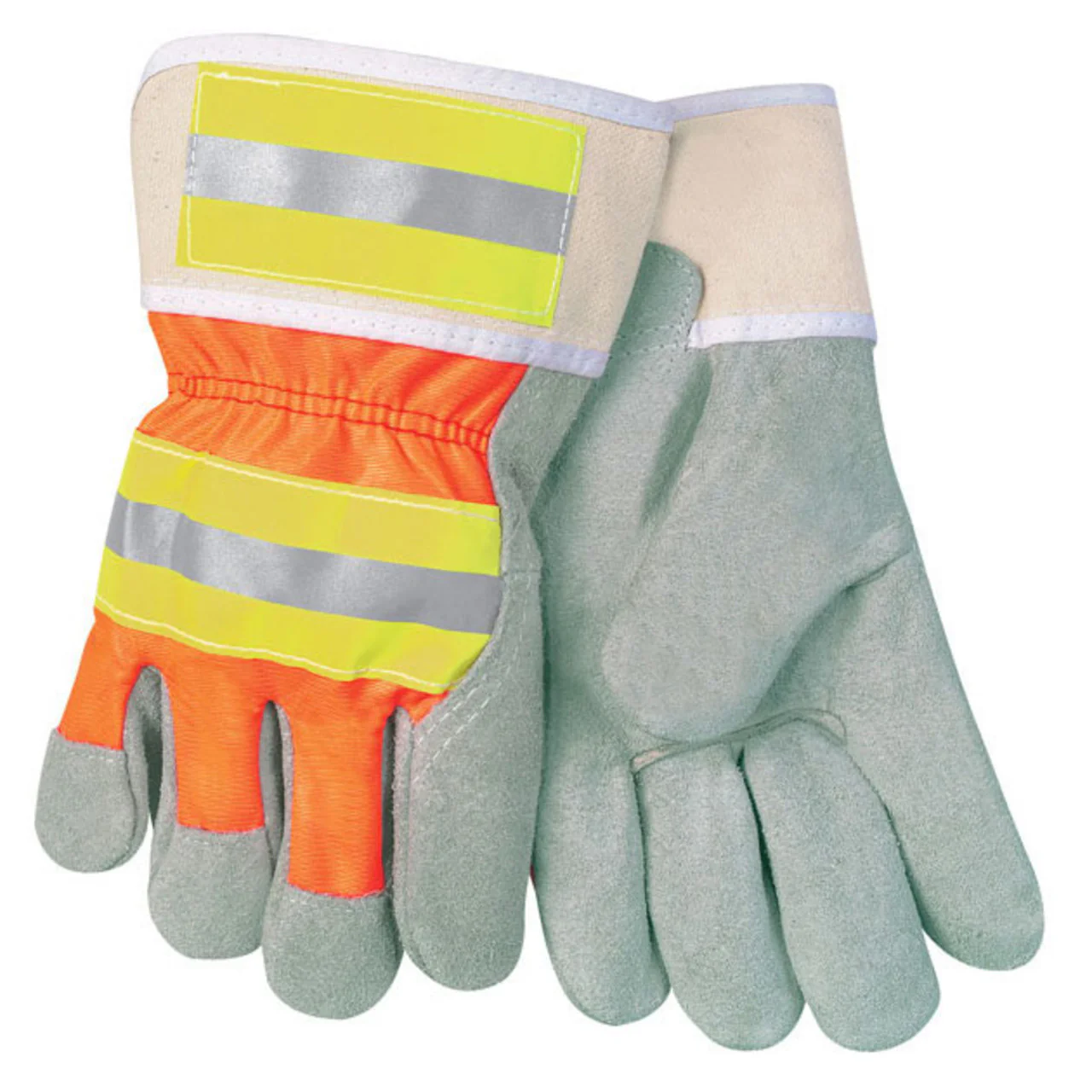 Hi-Vis Reflective Leather Palm Gloves, 12440R - Image 5