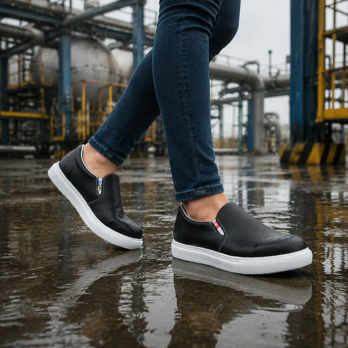 Mellow Walk Women's Jessica Slip-On SD Steel Toe Shoes, 482072, Black - Image 7