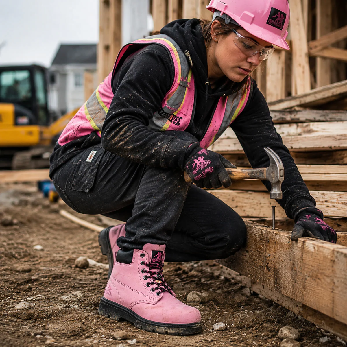 Moxie Trades Women's Alice 6" Pink Steel Toe Boots, MT50162, Pink - Image 8