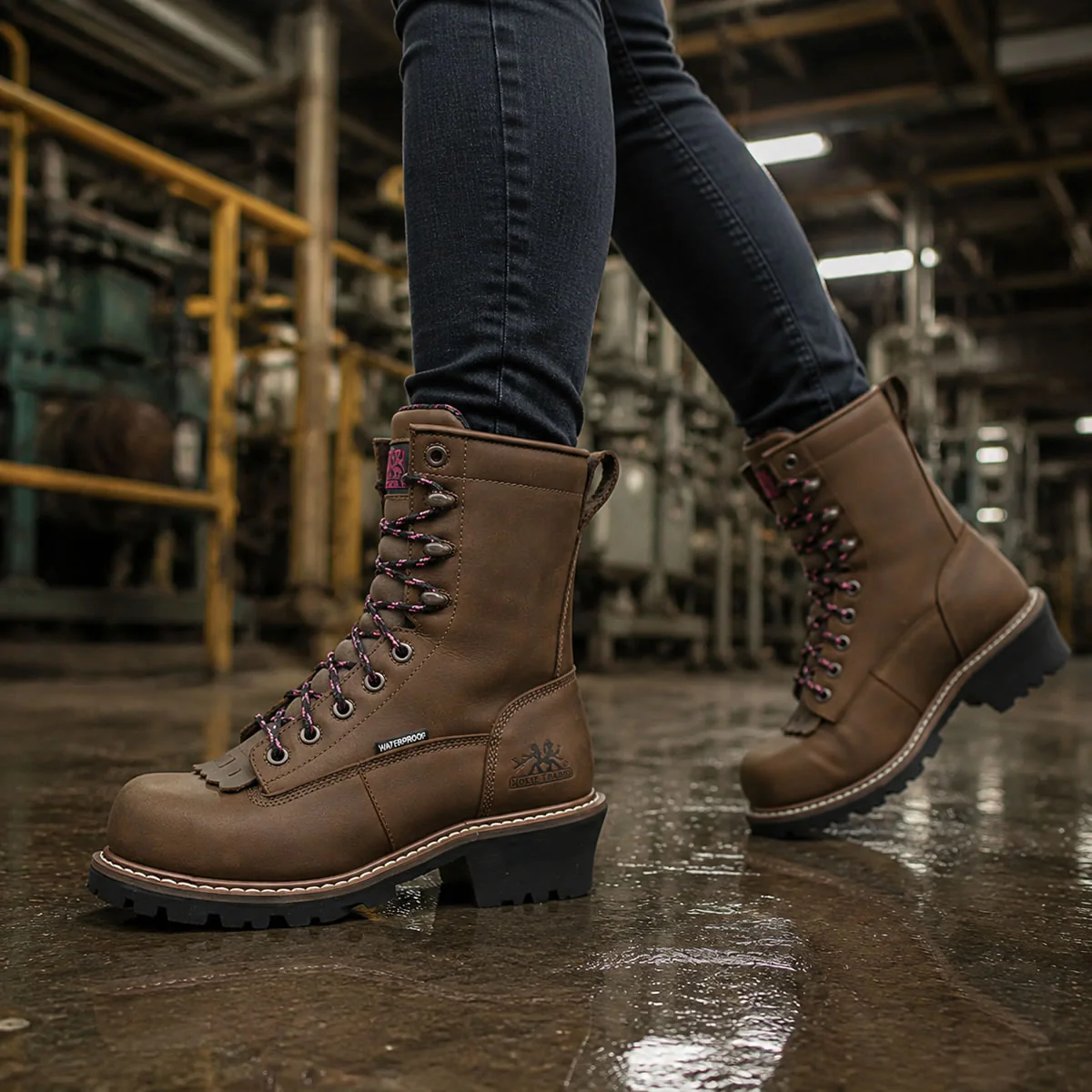 Moxie Trades Women's Mareen 8" Logger Waterproof Composite Toe Boots, MT28028, Brown - Image 8