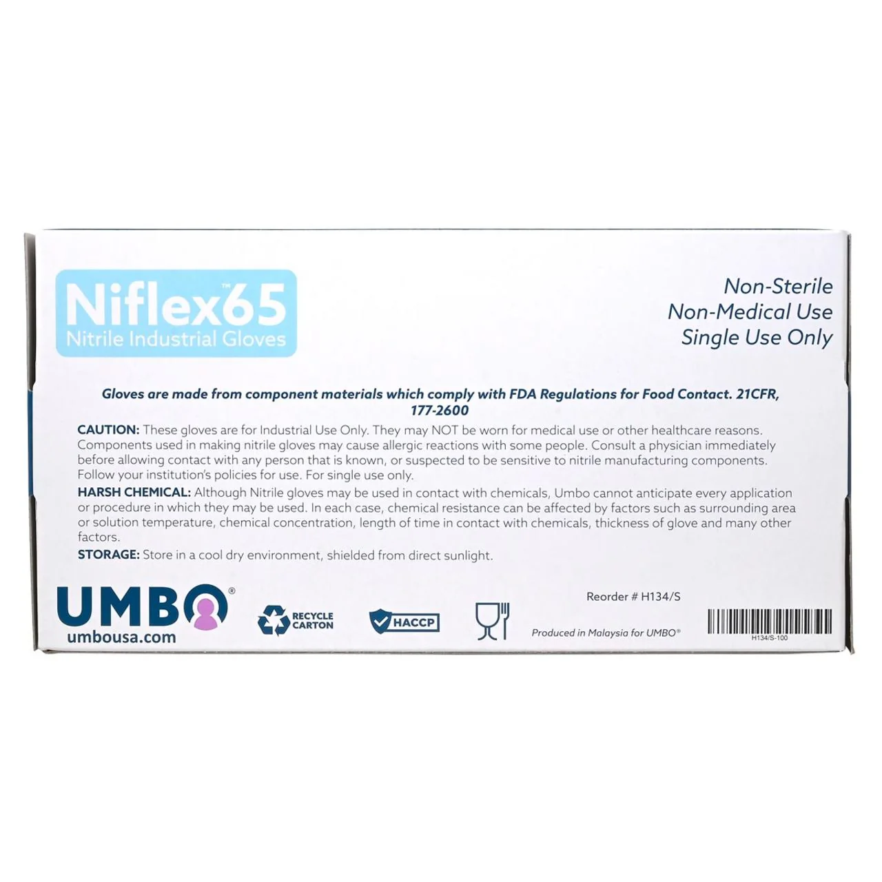 UMBO Niflex65 Nitrile Disposable Gloves, 6 mil, Blue - H134 - Box of 100 - Image 4