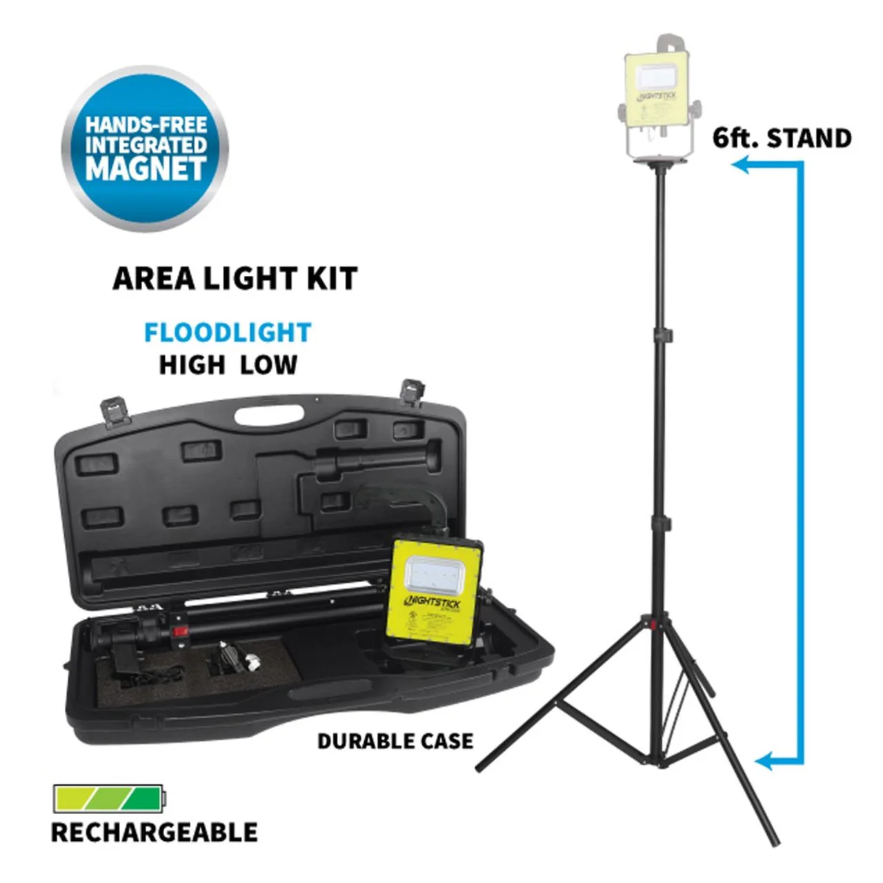 Nightstick Intrinsically Safe Magnetic Scene Light Kit w/6' Tripod & Blow Molded Case - Li-Ion - Green - UL913 / ATEX - Image 2