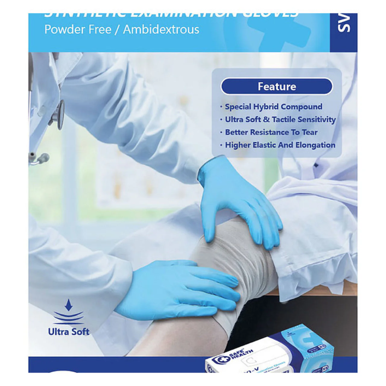 BioSkin Blue Exam Grade Vinyl Disposable Gloves - 5 mil - Box 100 (S, M, L, XL) - Image 5