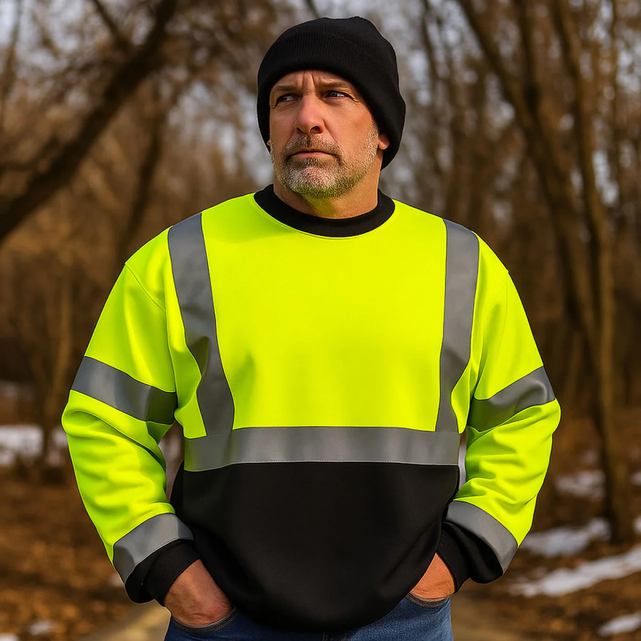 OccuNomix Type R Class 3 High-Vis Black Bottom Crew Sweatshirt - LUX-CSWTB - Image 3