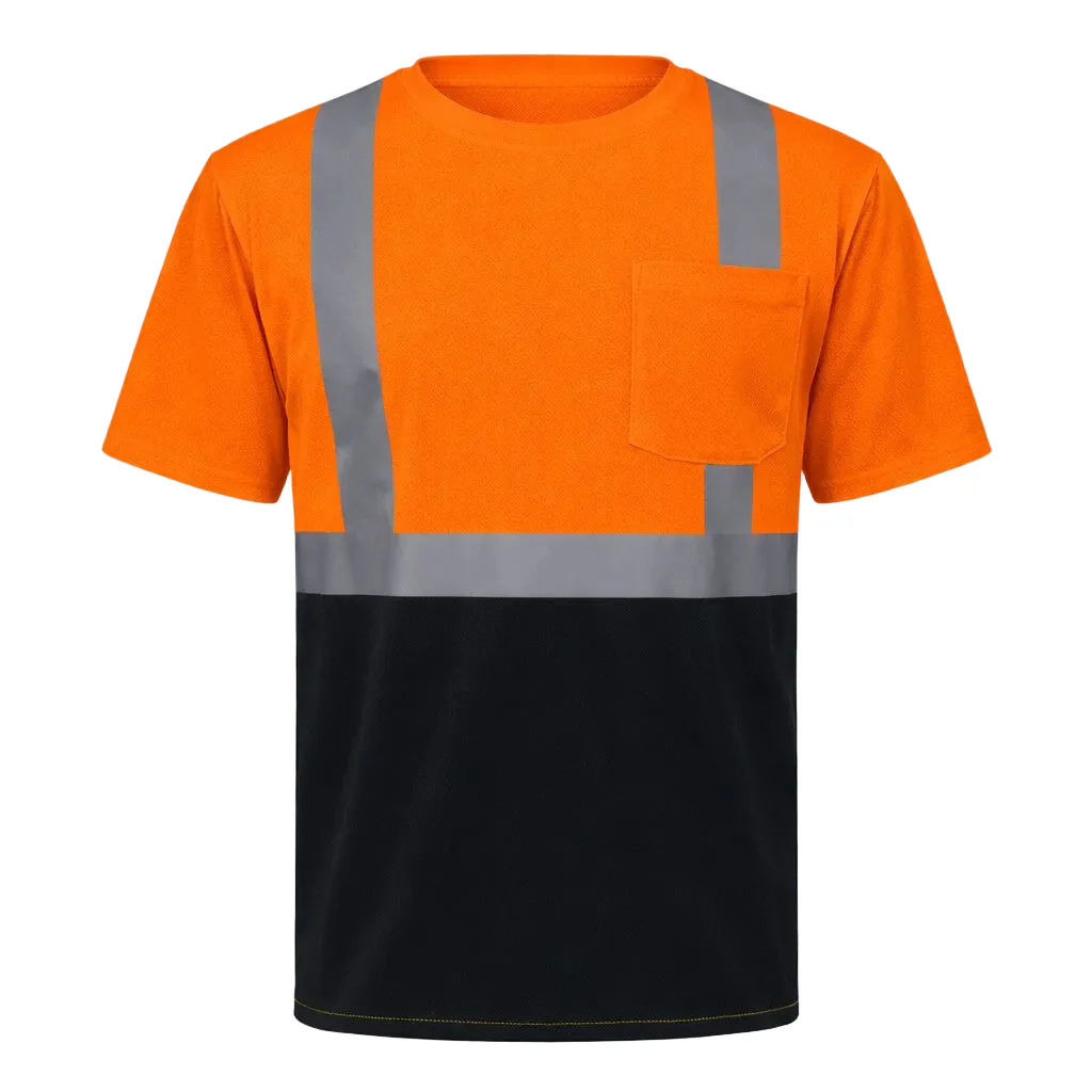 Custom Hi-Vis Class 2 Black Bottom Short Sleeve T-Shirt, LUX-SSETPBK - Image 4