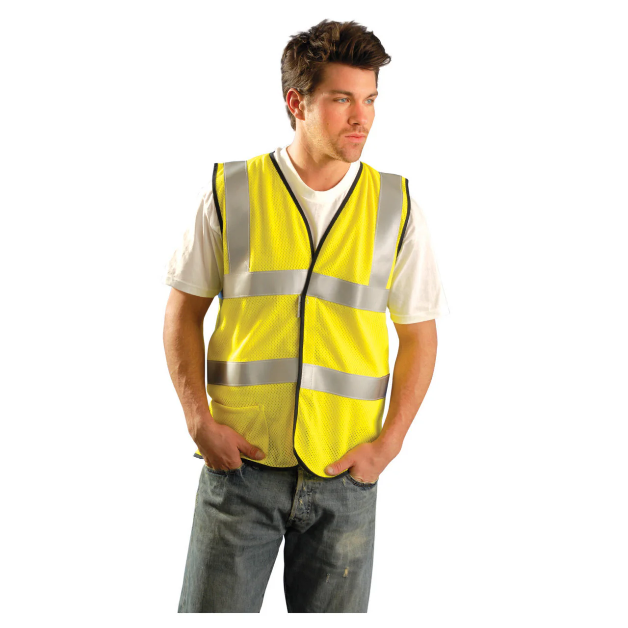 Occunomix Type R Class 2 Hi-Vis Flame Resistant Dual Stripe Mesh Safety Vest, LUX-SSFGCFR - Image 4