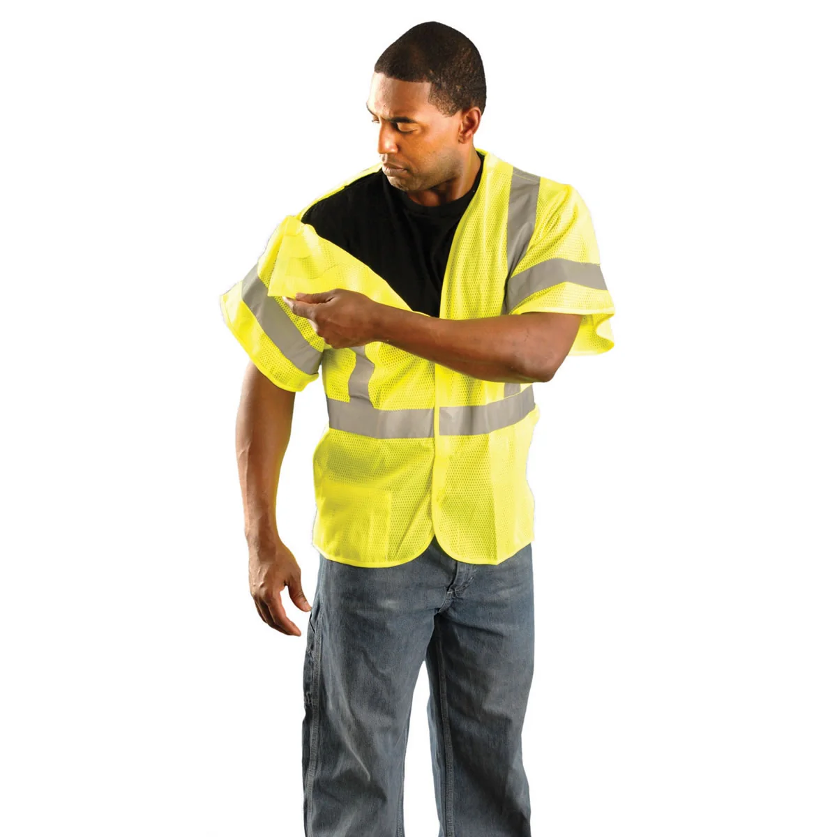 OccuNomix Type R Class 3 High-Vis 5 pt. Breakaway Mesh Safety Vest - LUX-HSGCB - Image 4