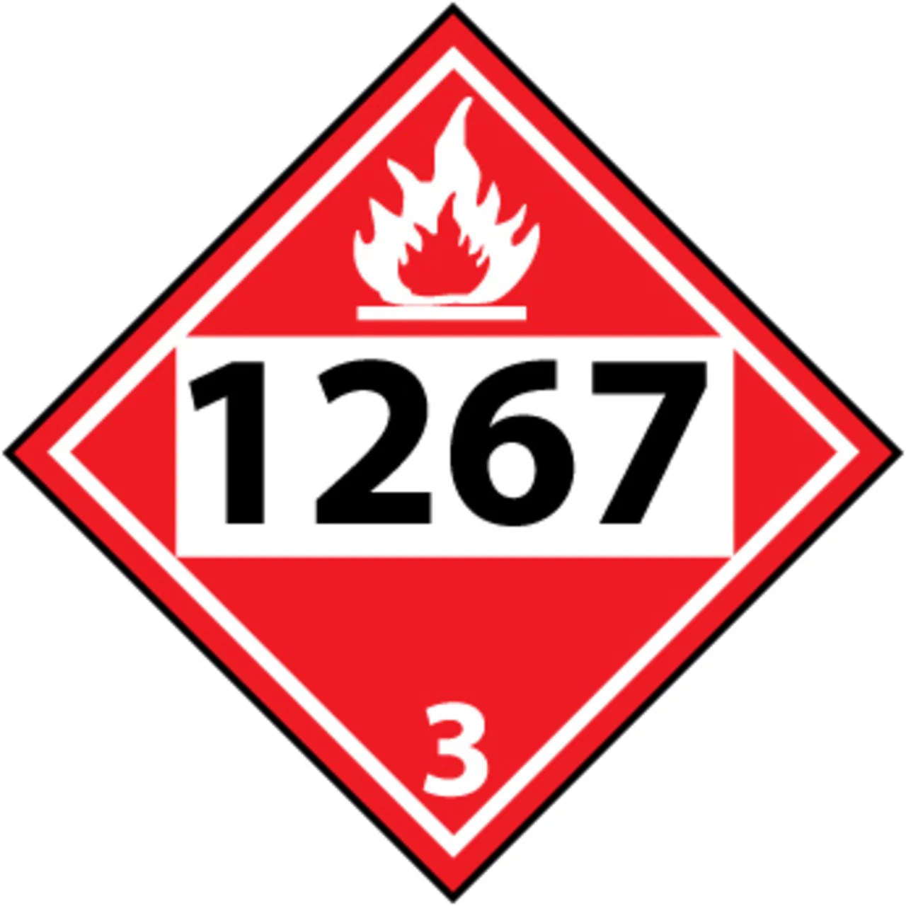National Marker DL139BR Plastic DOT Placard, Hazard Class 3 - 1267 (Crude Oil), 10 3/4in x 10 3/4in