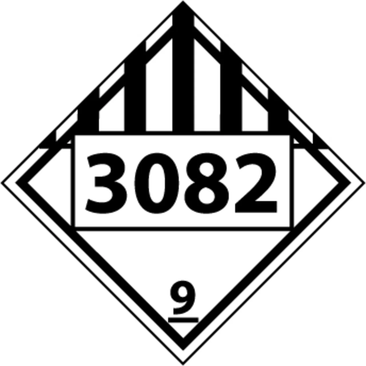 National Marker DL149BR Plastic DOT Placard, Hazard Class 9 - 3082, 10 3/4in x 10 3/4in