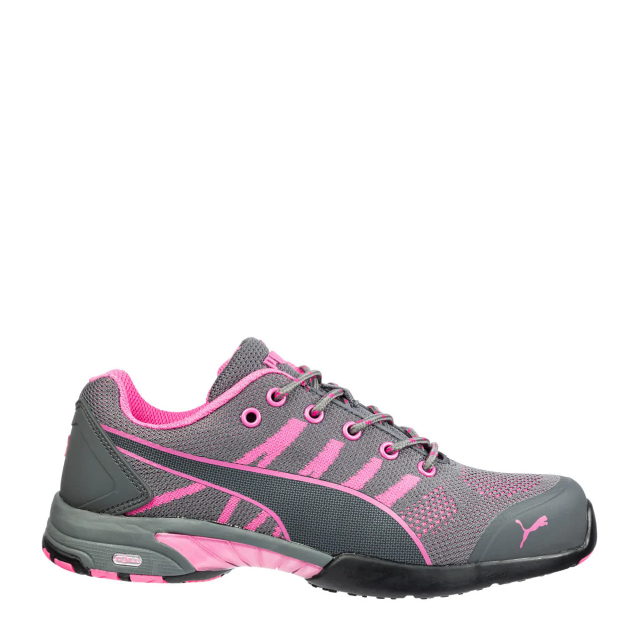 Puma Safety Women's Celerity Knit Low SD Steel Toe Knit Shoes, 642915, Gray/Pink
