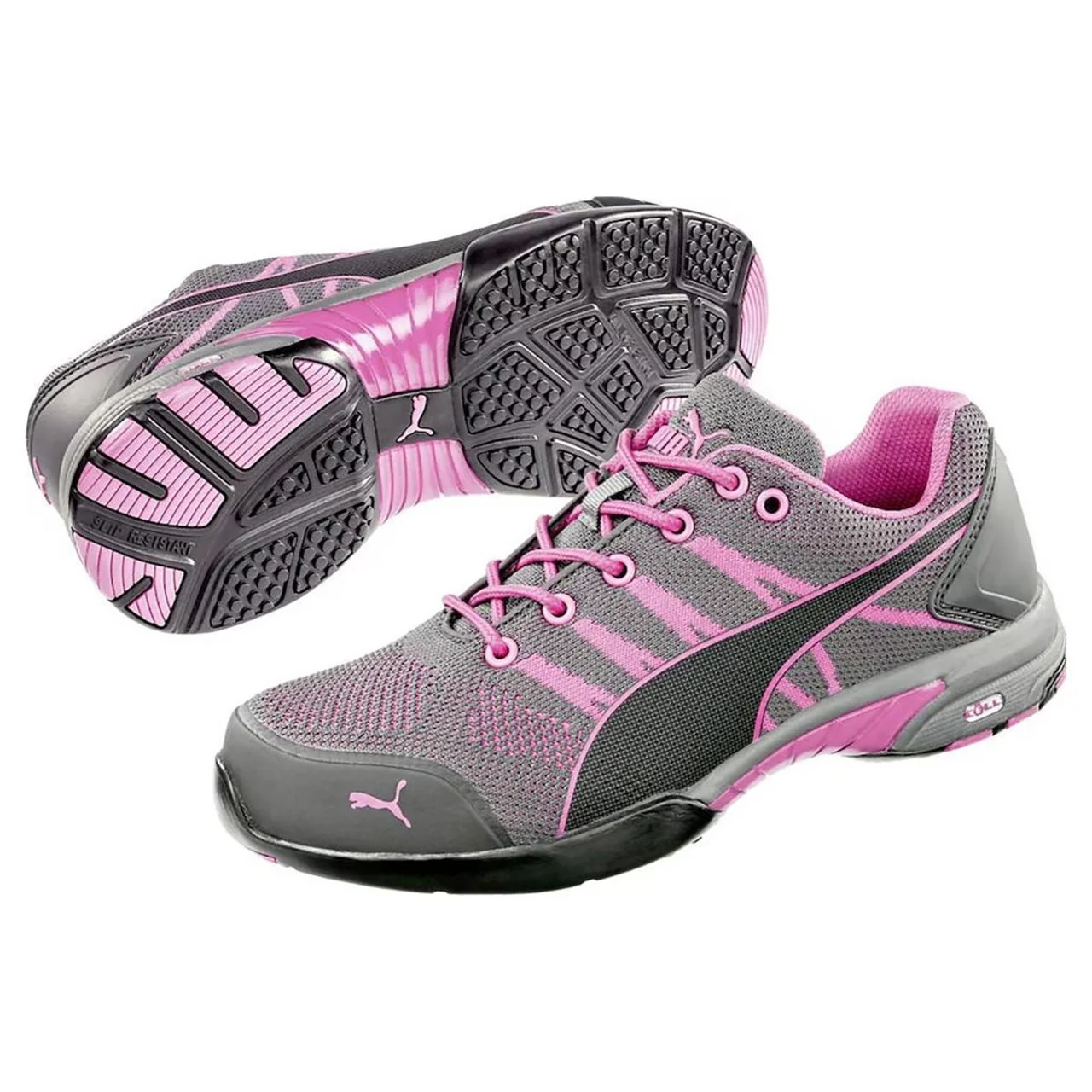 Puma Safety Women's Celerity Knit Low SD Steel Toe Knit Shoes, 642915, Gray/Pink - Image 2