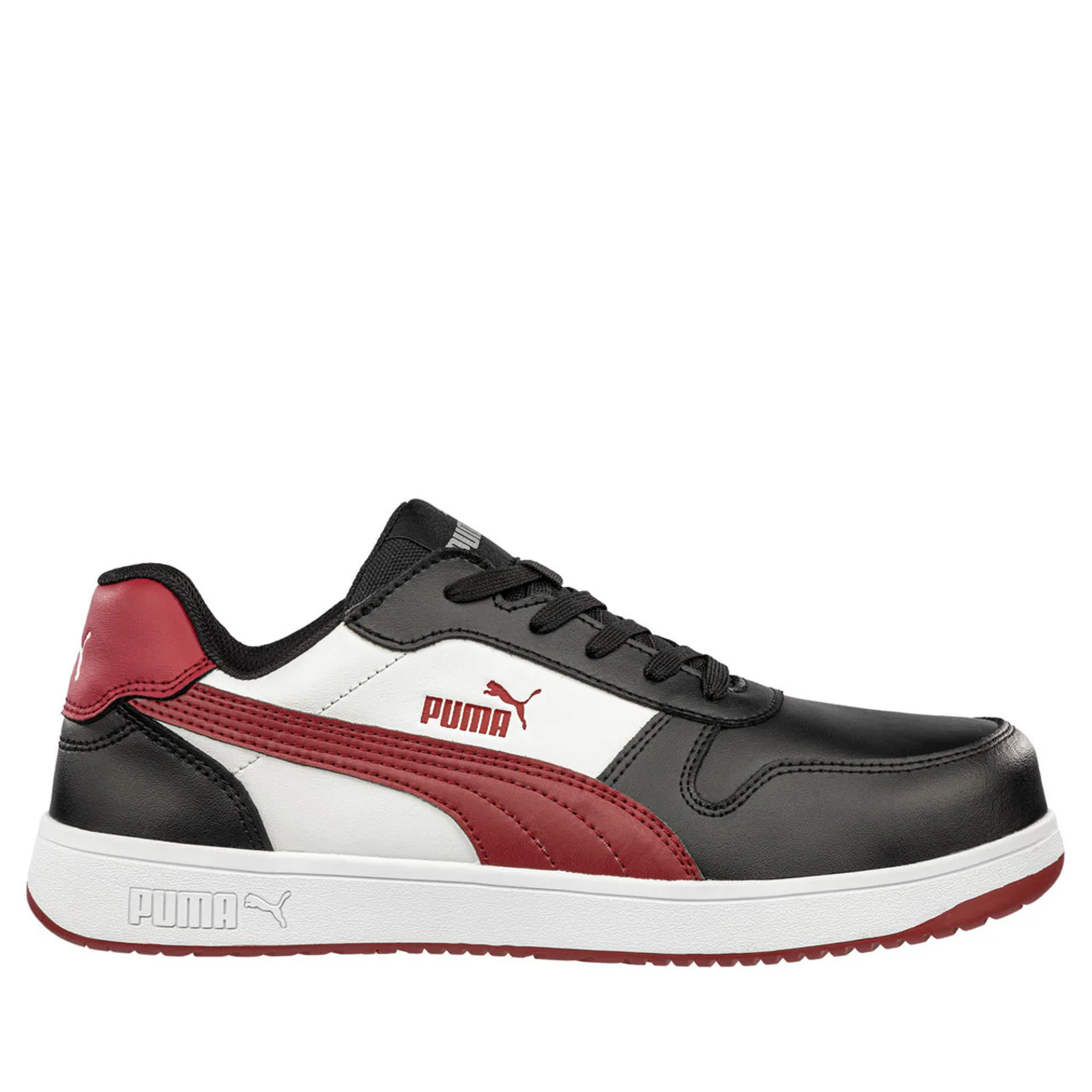 Puma Safety Women's Frontcourt Low EH Composite Toe Shoes, 640215, Black/White/Red