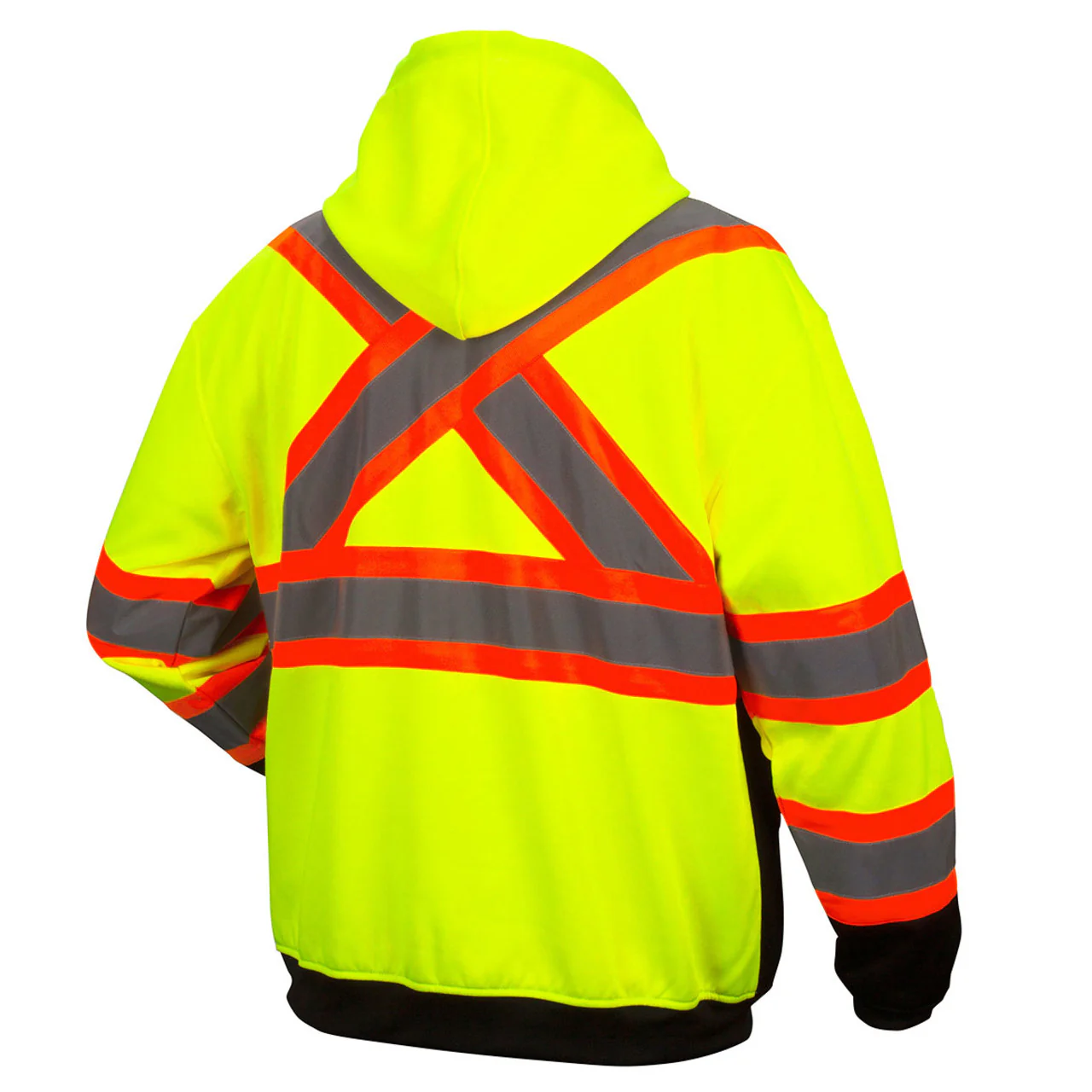 Pyramex RCSZH33 Type R Class 3 Hi-Vis Zip Black Bottom Hooded Sweatshirt with X-Back - Image 3