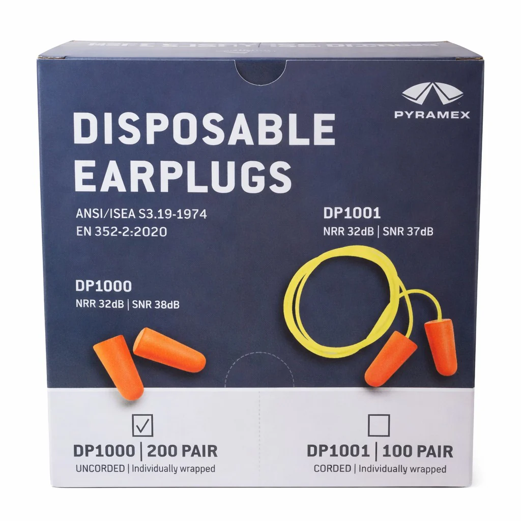 Pyramex DP1000 NRR 32dB Disposable Uncorded Earplugs, DP1000, 200 Pair, Orange - Image 2