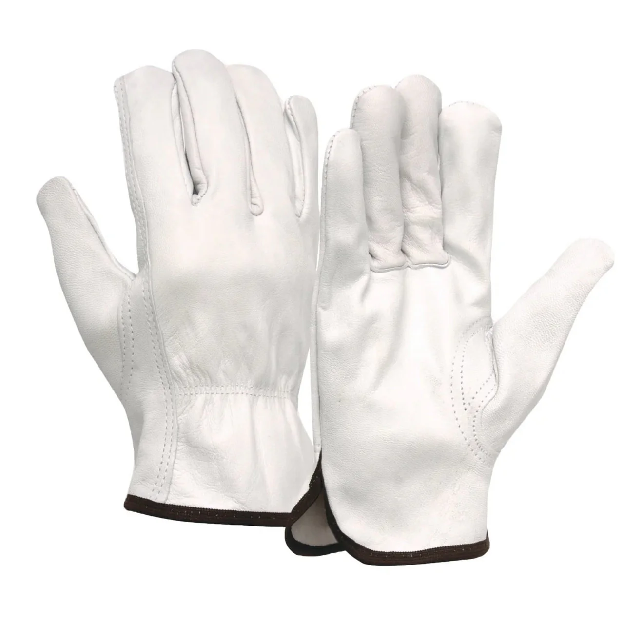 Pyramex GL3011K Value Goatskin Leather Driver Gloves, White