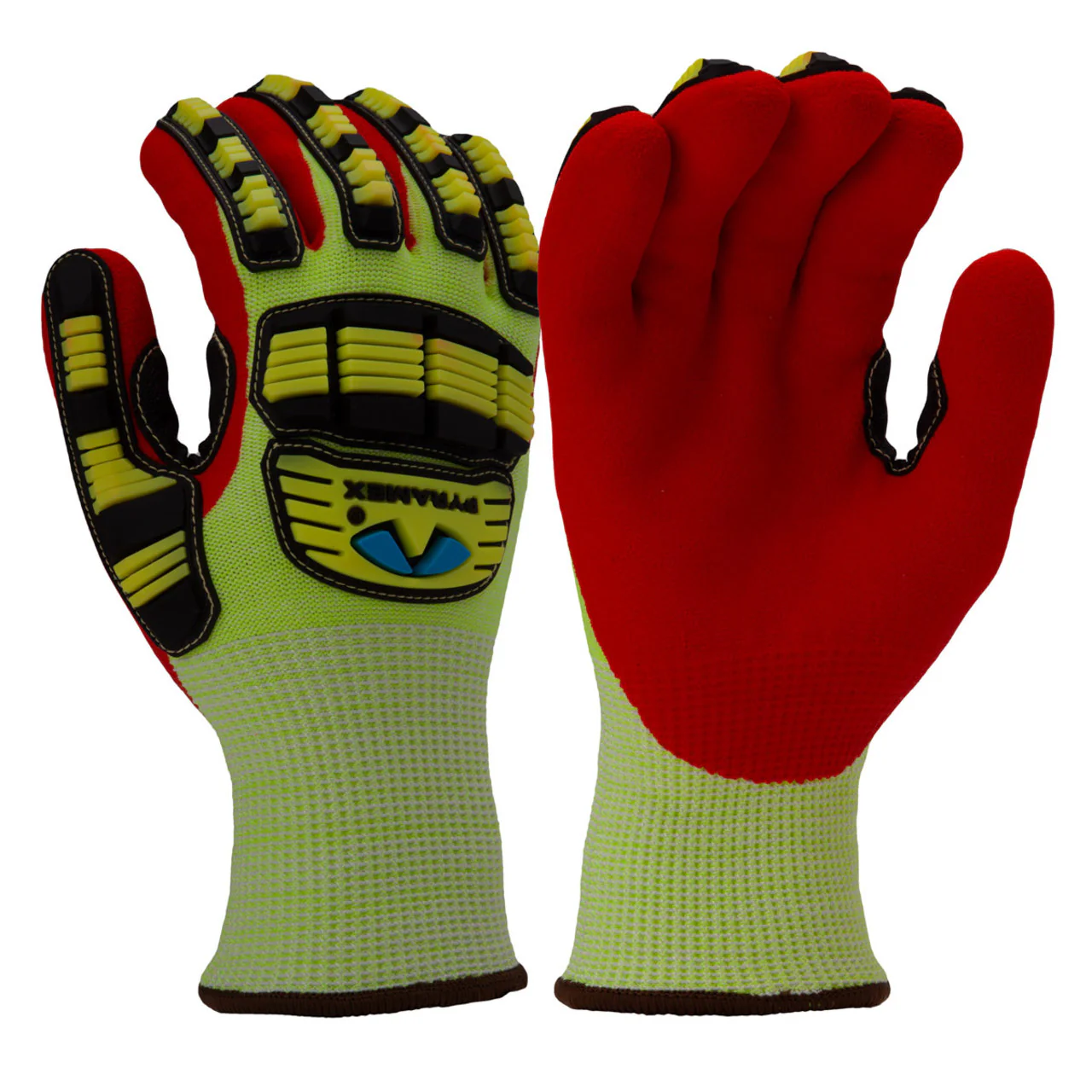 Pyramex GL612C Hi-Vis Insulated A5 Cut Sandy Nitrile Dipped Level 2 Impact Gloves, Hi-Vis Green