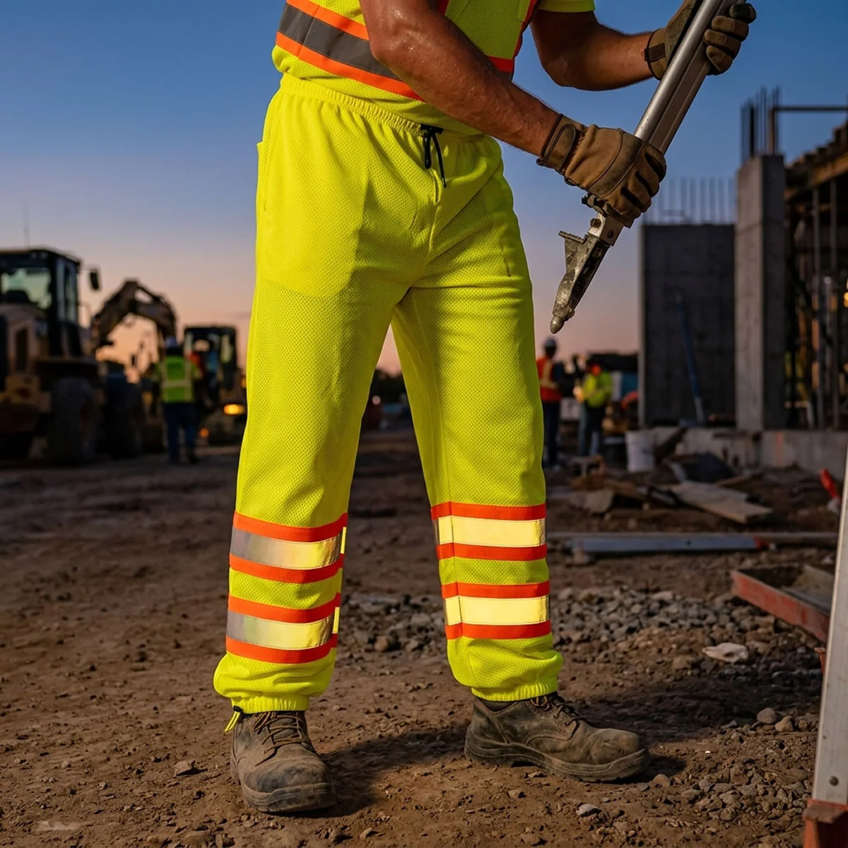 Pyramex RMP10 Supplemental Class E Hi-Vis Lime Pants with Contrasting Trim - Image 3