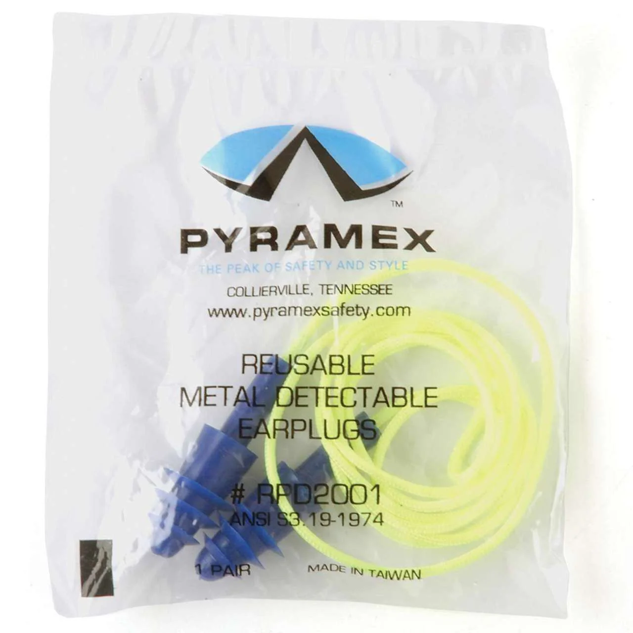 Pyramex RPD2001 NRR 25dB Metal Detectable Reusable Corded Earplugs, 100 Pair, Blue - Image 3