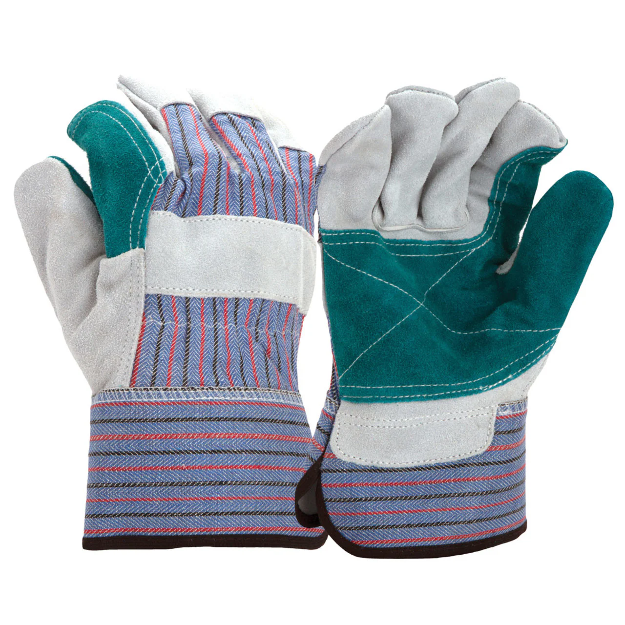 Pyramex Safety GL1006W Split Cowhide Leather Double Palm Gloves, Gray