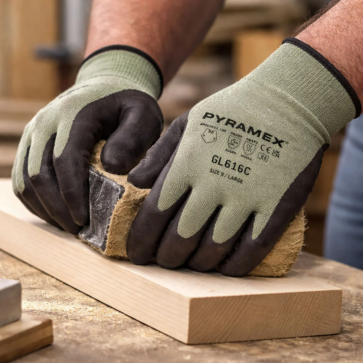 Pyramex GL616C A6 Cut Micro-Foam Nitrile Dipped Gloves, Green - Image 3