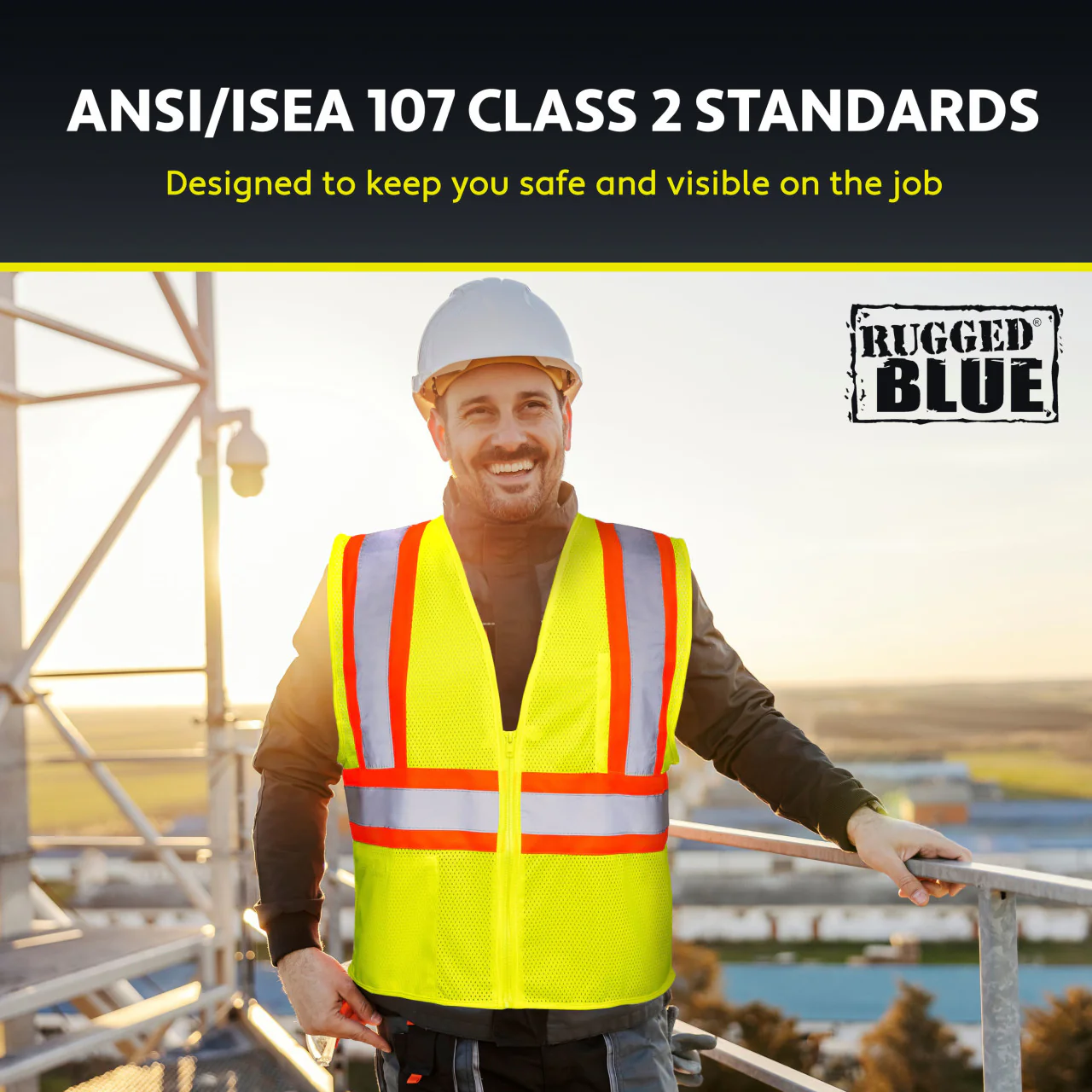Rugged Blue Type R Class 2 Hi-Vis Two-Tone Mesh Safety Vest - Image 3