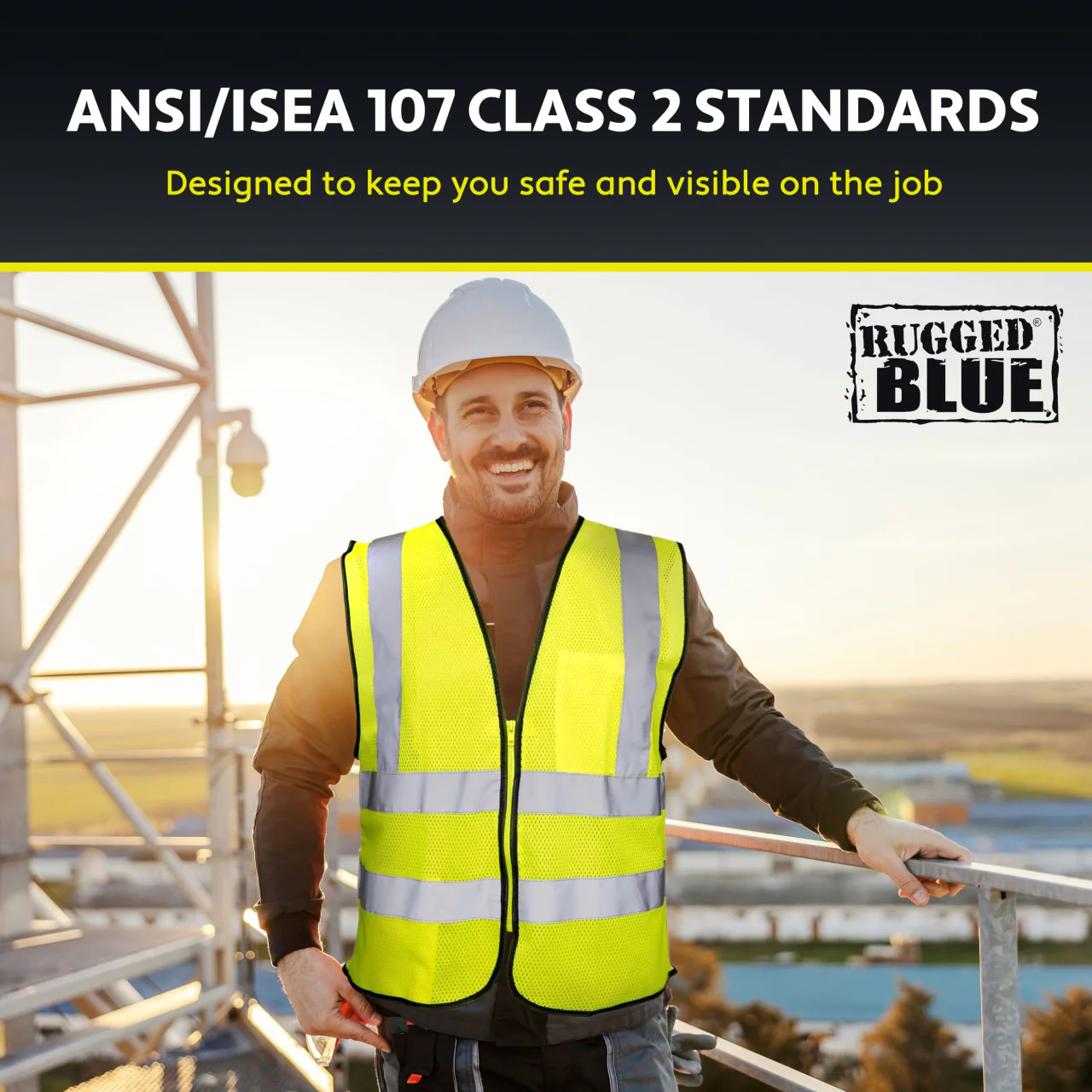 Rugged Blue Type R Class 2 Hi-Vis Double Stripe Mesh Safety Vest - Image 3