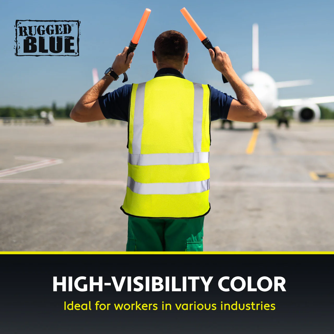 Rugged Blue Type R Class 2 Hi-Vis Double Stripe Mesh Safety Vest - Image 4