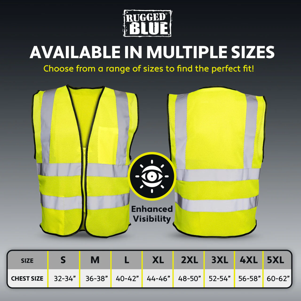 Rugged Blue Type R Class 2 Hi-Vis Double Stripe Mesh Safety Vest - Image 7