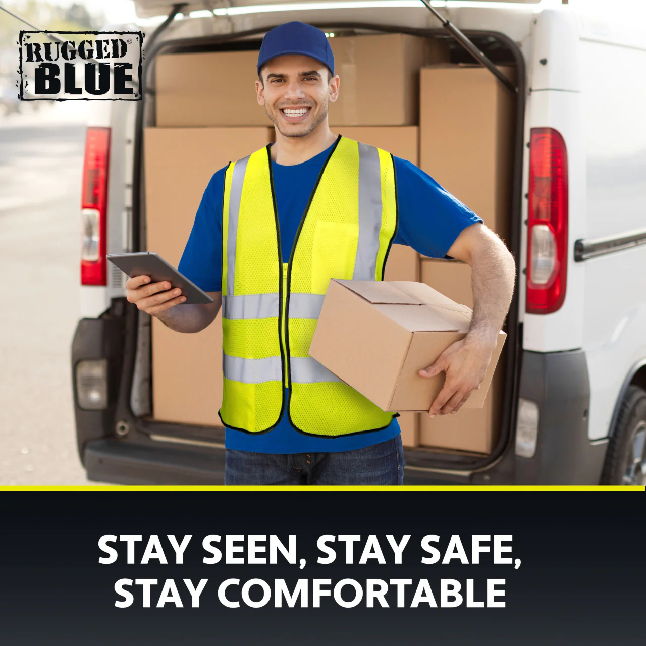 Rugged Blue Type R Class 2 Hi-Vis Double Stripe Mesh Safety Vest - Image 8