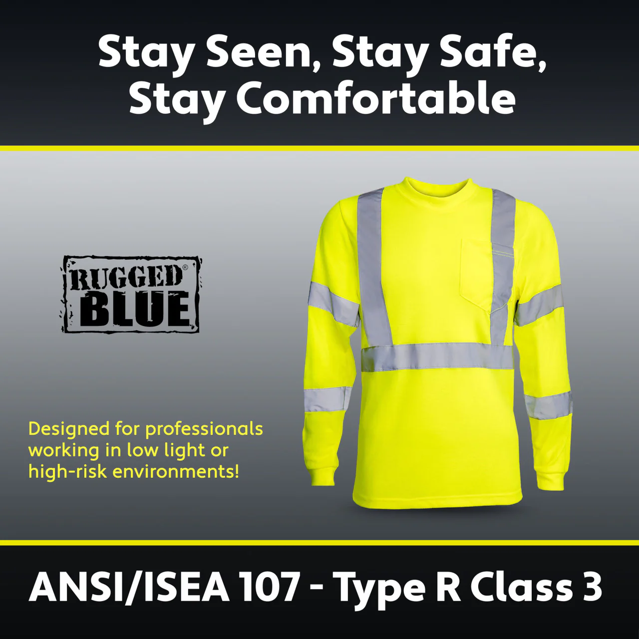 Custom Rugged Blue Type R Class 3 Hi-Vis Wicking Long Sleeve T-Shirt - Image 9