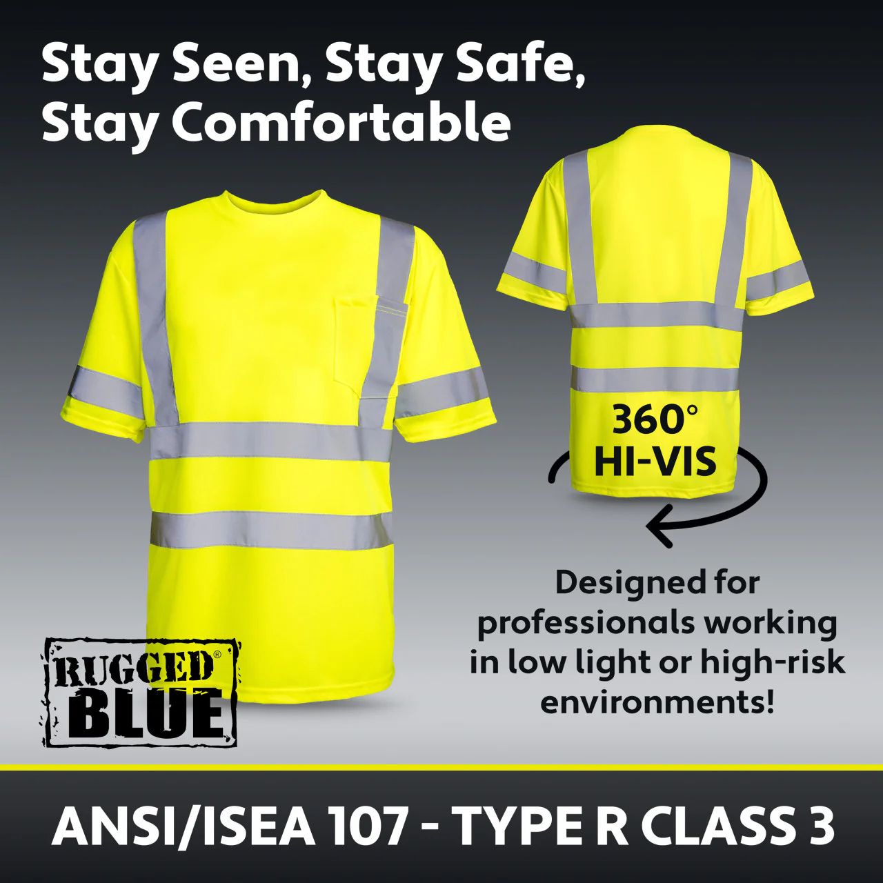 Custom Rugged Blue Type R Class 3 Hi-Vis Short Sleeve T-Shirt - Image 13