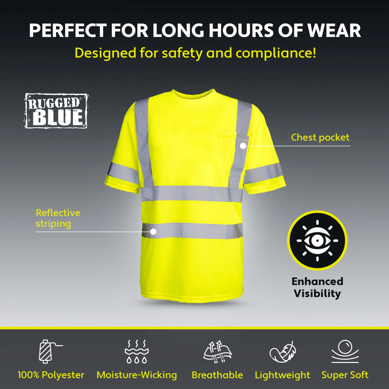 Custom Rugged Blue Type R Class 3 Hi-Vis Short Sleeve T-Shirt - Image 11