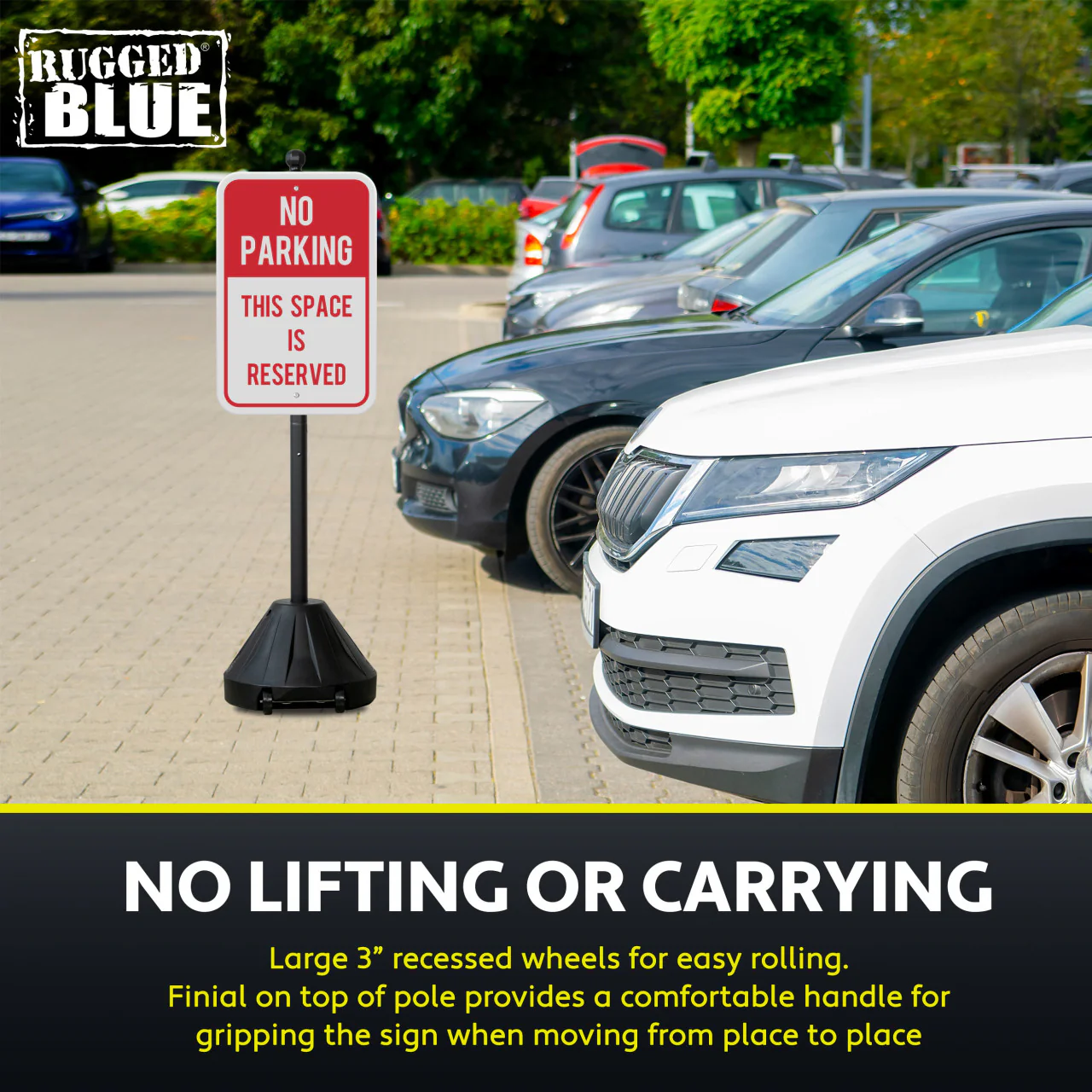 Rugged Blue Portable Sign Holder 60" - Image 3