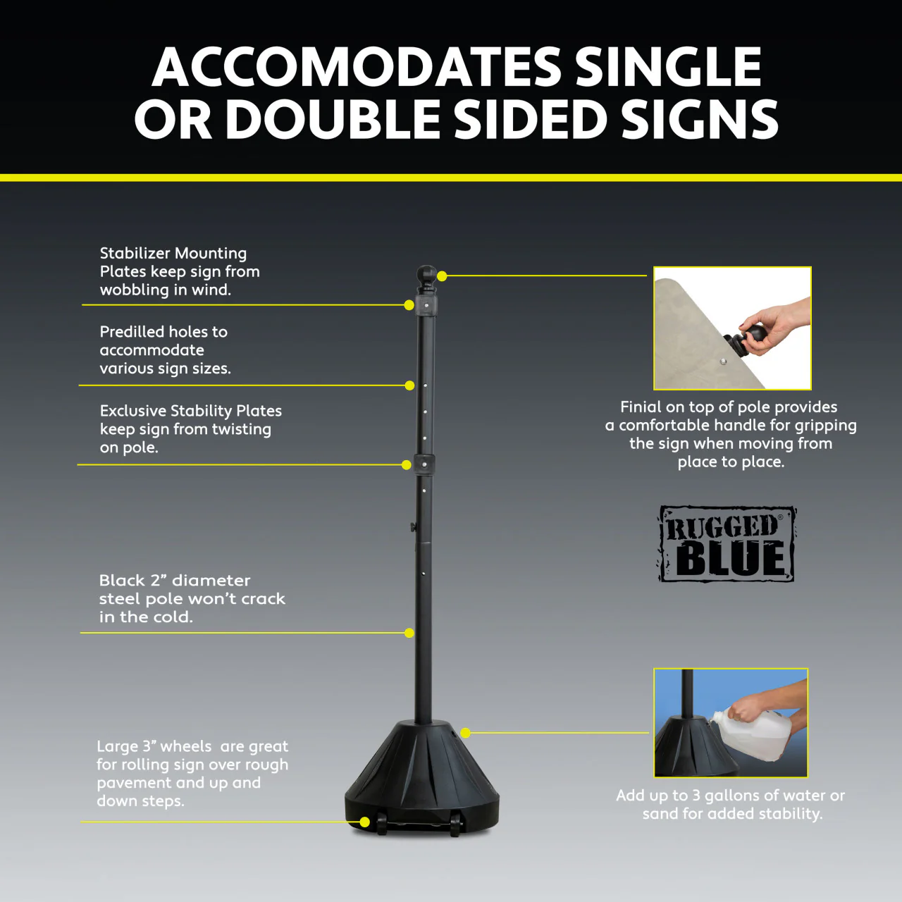 Rugged Blue Portable Sign Holder 60" - Image 5