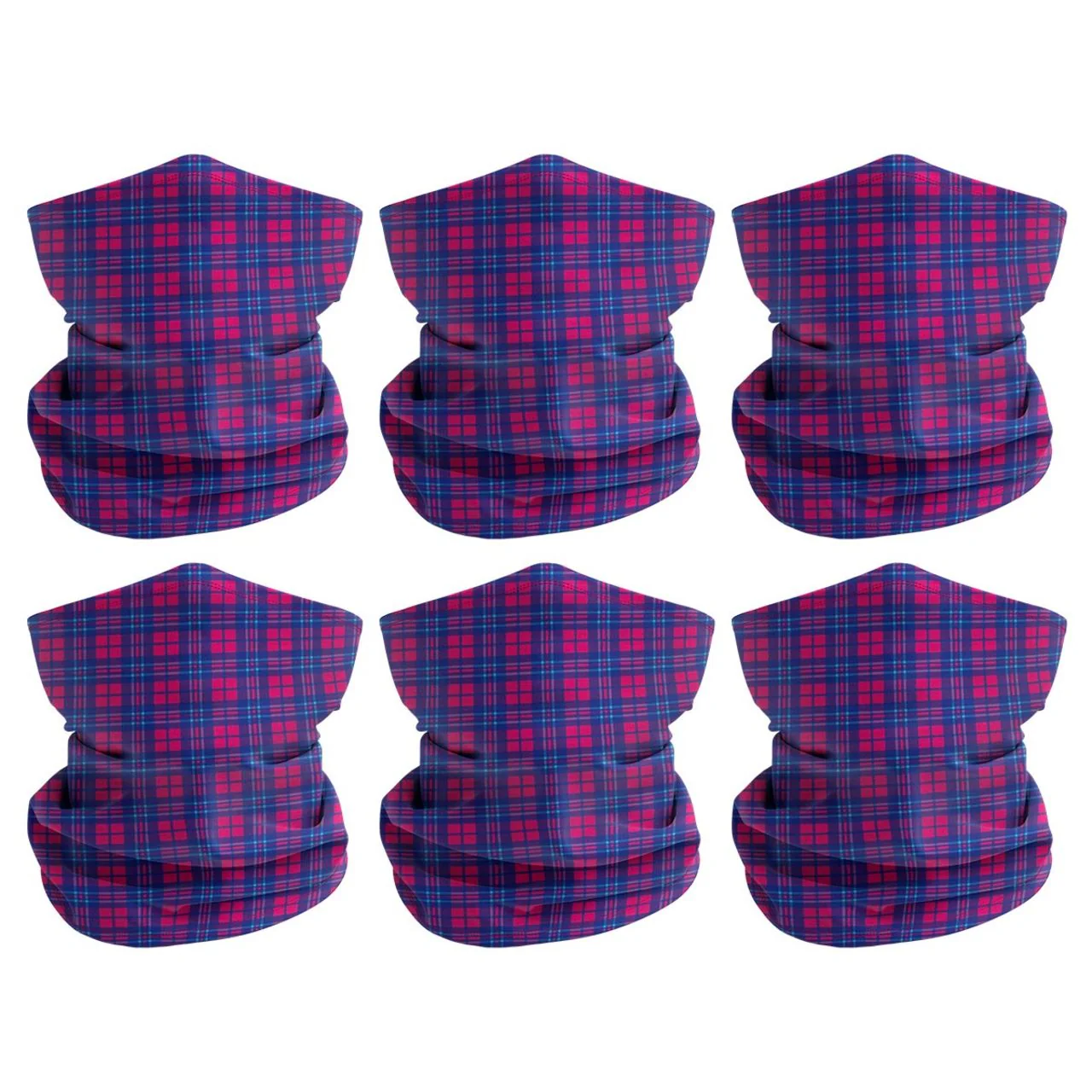 12 Pack - Rugged Blue Plaid Multipurpose Neck Gaiter Bandana Face Mask Sunscreen Face Cover with Filter Pocket