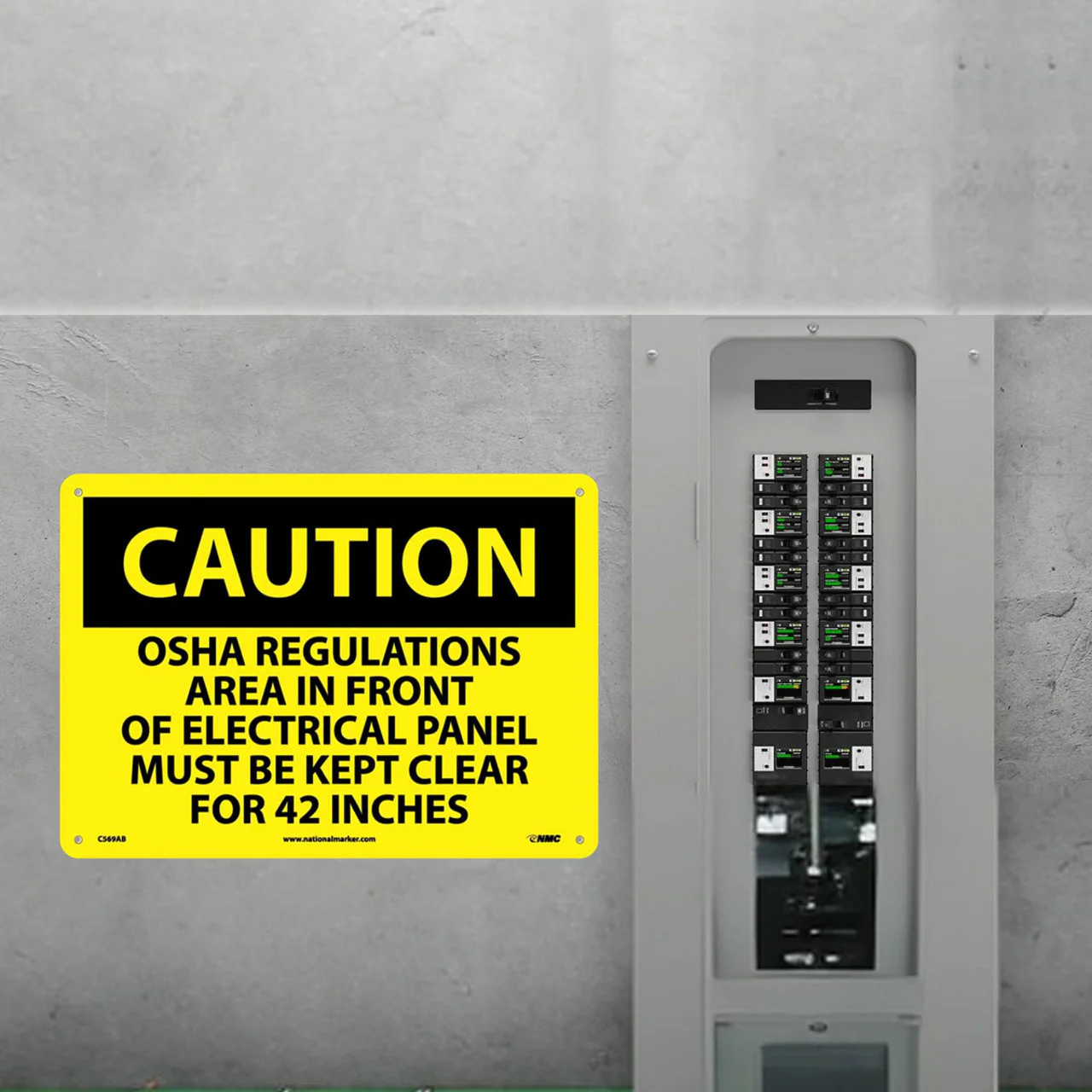 Caution Area In Front Of Electrical Panel Must Be Kept Clear For 42 Inches 10x14 Aluminum Sign - Image 2