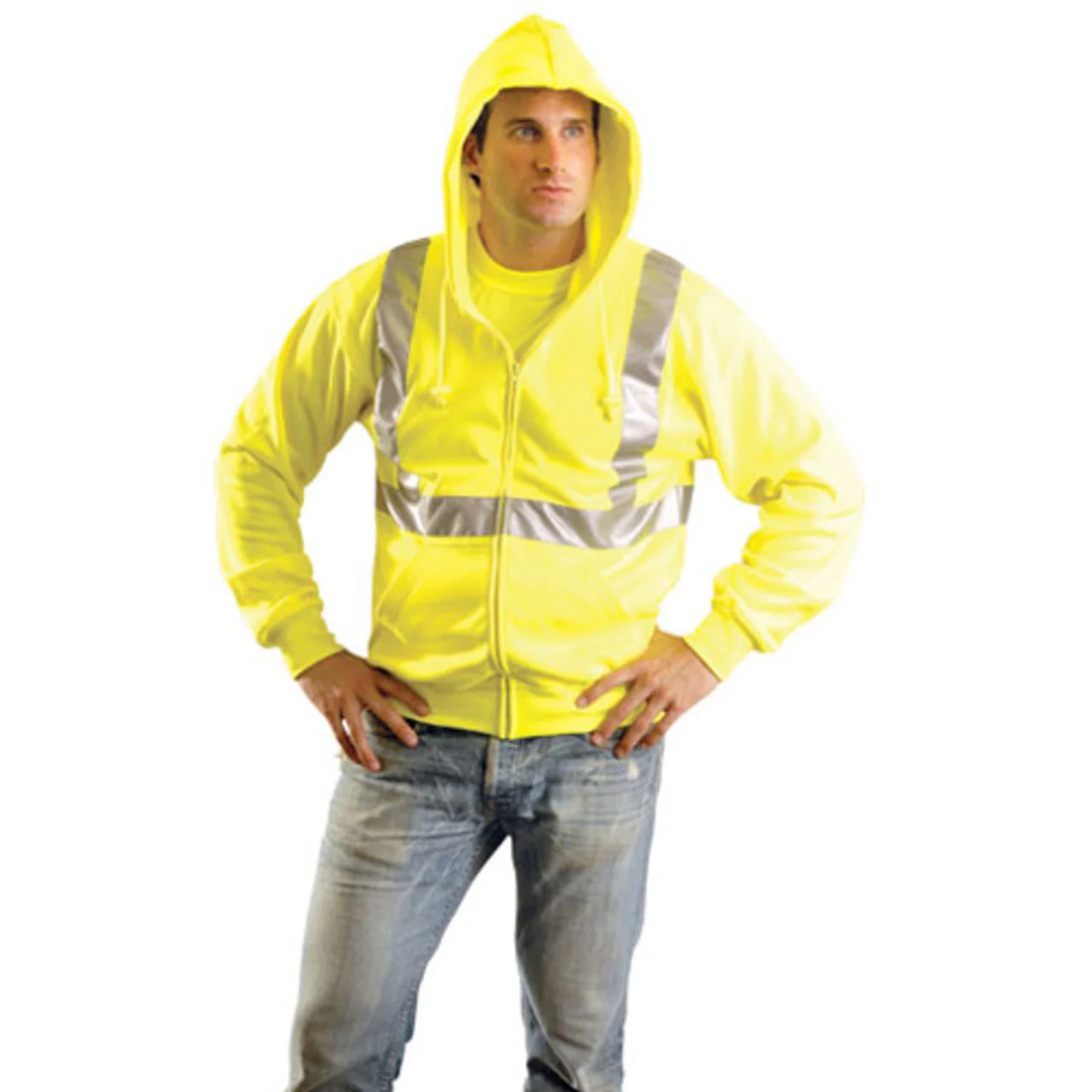 OccuNomix Type R Class 2 High-Vis Zip Hooded Sweatshirt - LUX-SWTLHZ - Image 4