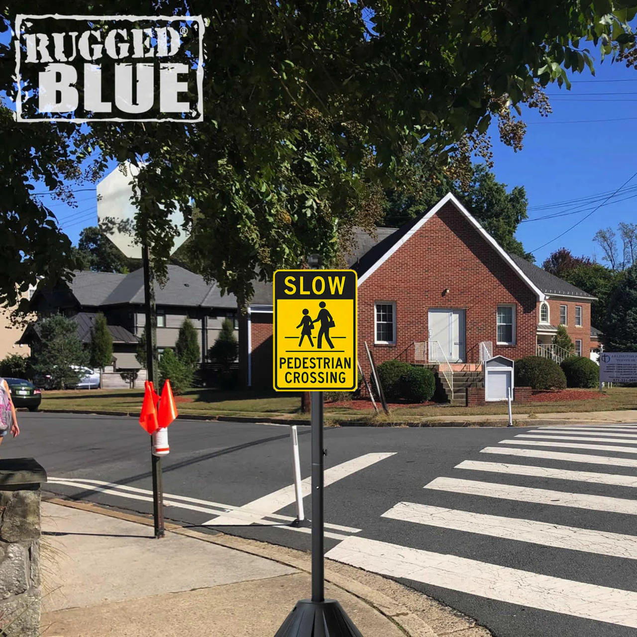 Slow Pedestrian Crossing Sign, 18 in x 12 in, Engineer Grade Reflective Aluminum - Image 3
