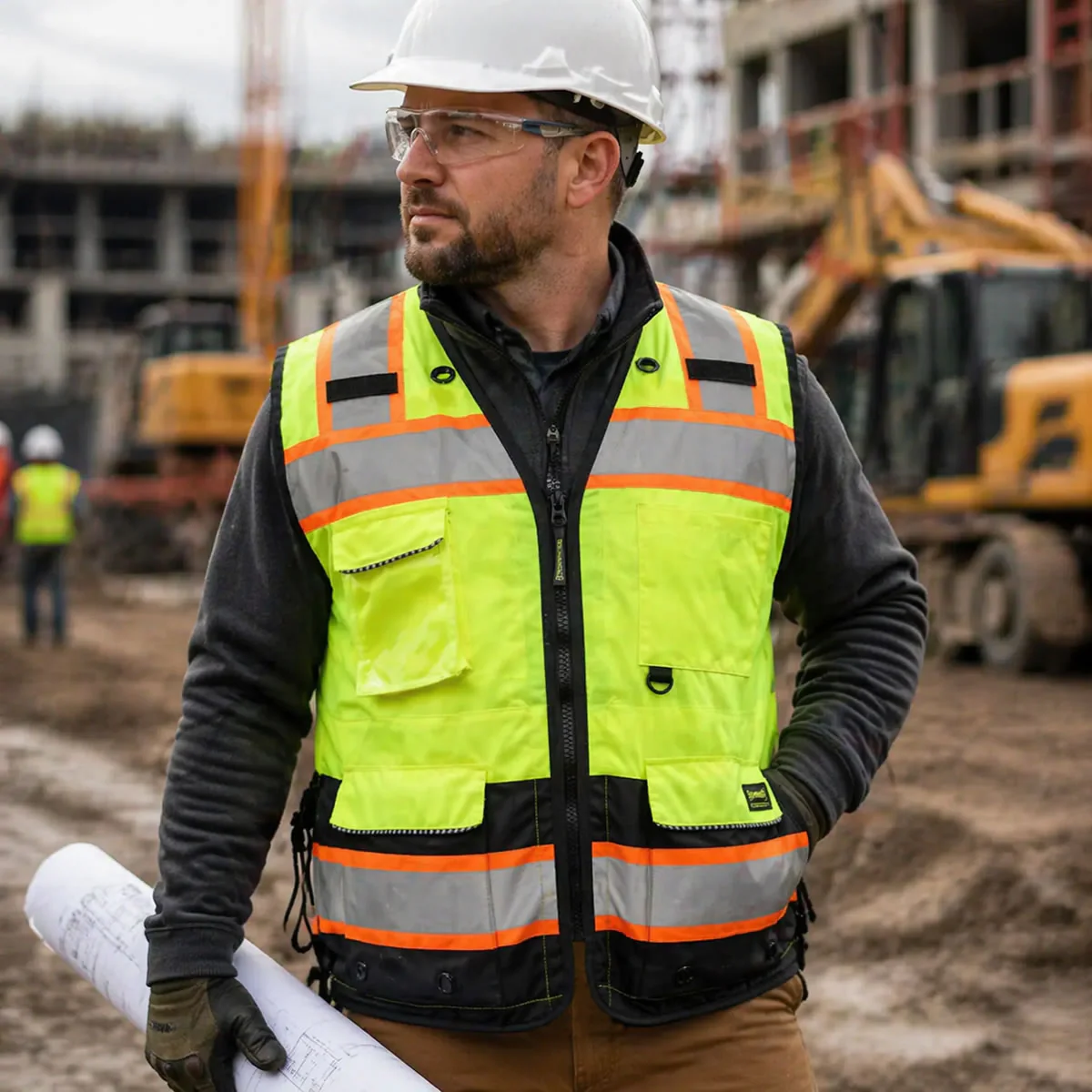 Hi-Vis Safety Vest, Heavy Duty Two-Tone Surveyor, Type R Class 2, SP-RHDS2B - Image 4